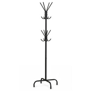 Metal Coat Rack Freestanding with 16 Hooks and 4 Legs for Entryway Office Bedroom-Black