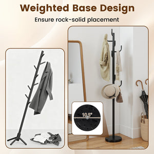 Metal Coat Rack Stand with 8 Sturdy Hooks and Metal Base view 8