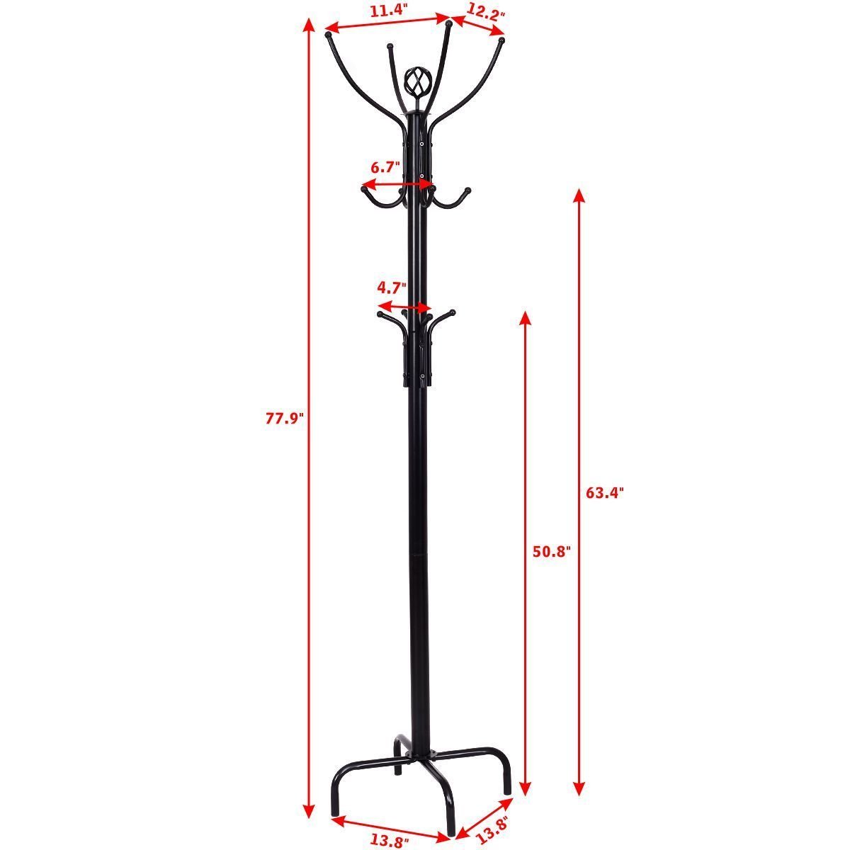 Metal Coat Rack with 12 Hooks view 4
