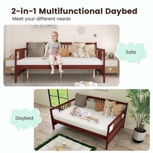 Daybed Frame with Guardrails Full Size-Brown view 3