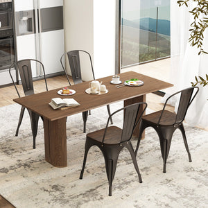 Metal Dining Chairs Set of 4 Tolix Style Stackable Kitchen Chairs with Wood Seat-Gun view 3