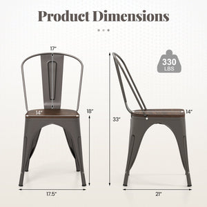 Metal Dining Chairs Set of 4 Tolix Style Stackable Kitchen Chairs with Wood Seat-Gun view 5