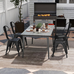 Metal Dining Chairs Set of 4 with Removable Backrest for Dining Room Restaurant Living Room-Black view 2