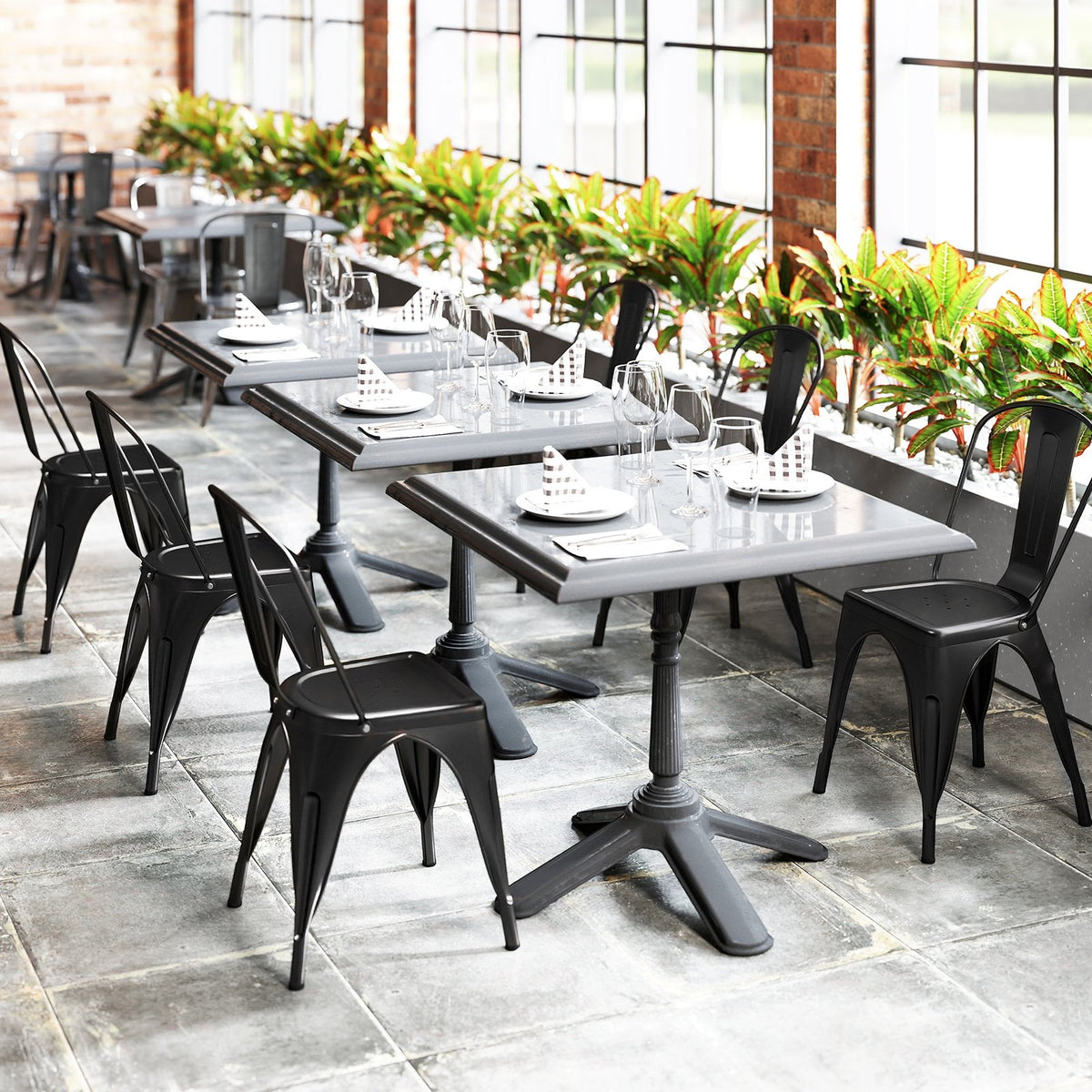 Metal Dining Chairs Set of 4 with Removable Backrest for Dining Room Restaurant Living Room-Black view 3