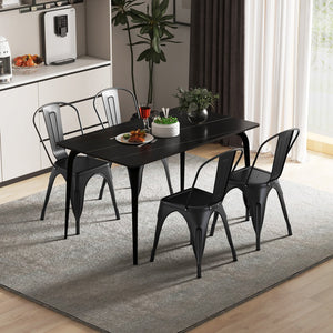 Metal Dining Chairs Set of 4 with Removable Backrest for Dining Room Restaurant Living Room-Black view 6