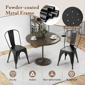 Metal Dining Chairs Set of 4 with Removable Backrest for Dining Room Restaurant Living Room-Black view 7