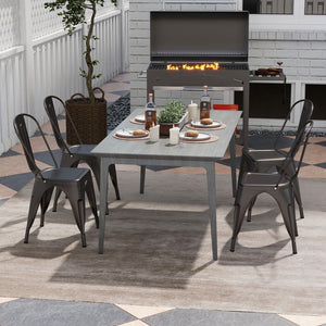 Metal Dining Chairs Set of 4 with Removable Backrest for Dining Room Restaurant Living Room-Gun view 2