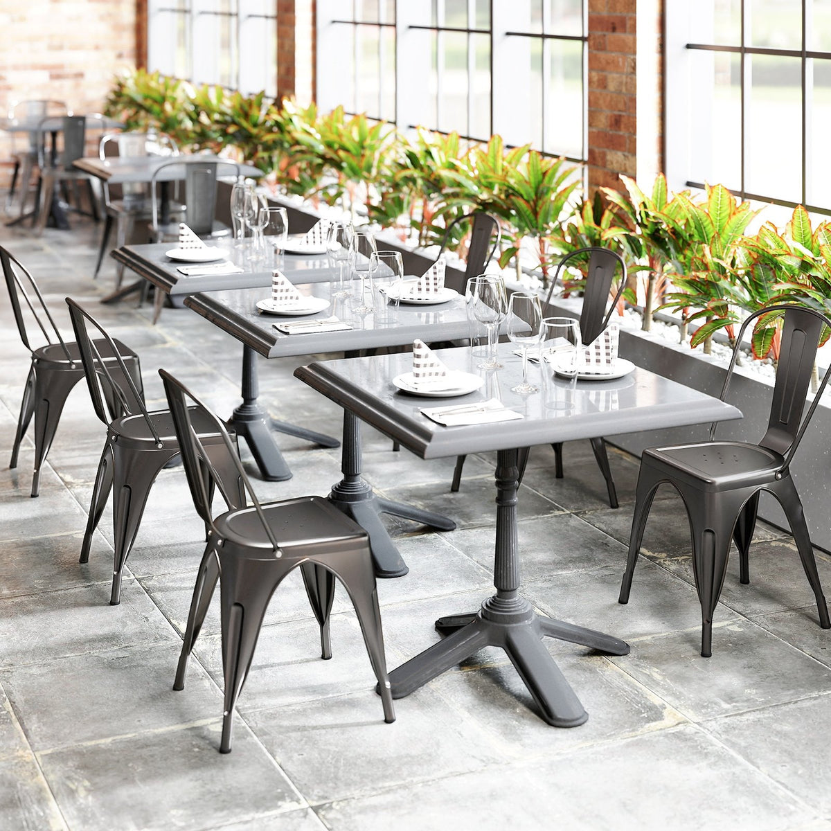 Metal Dining Chairs Set of 4 with Removable Backrest for Dining Room Restaurant Living Room-Gun view 3