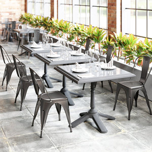 Metal Dining Chairs Set of 4 with Removable Backrest for Dining Room Restaurant Living Room-Gun view 3