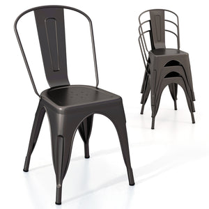 Metal Dining Chairs Set of 4 with Removable Backrest for Dining Room Restaurant Living Room-Gun view 4