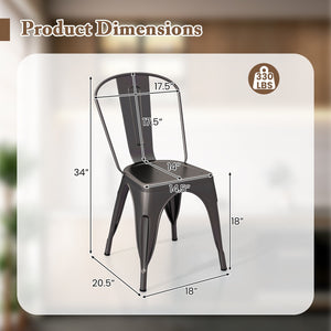 Metal Dining Chairs Set of 4 with Removable Backrest for Dining Room Restaurant Living Room-Gun view 5