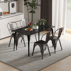 Metal Dining Chairs Set of 4 with Removable Backrest for Dining Room Restaurant Living Room-Gun view 6