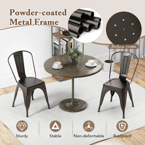 Metal Dining Chairs Set of 4 with Removable Backrest for Dining Room Restaurant Living Room-Gun view 7