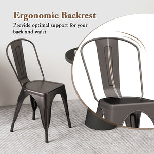 Metal Dining Chairs Set of 4 with Removable Backrest for Dining Room Restaurant Living Room-Gun view 9