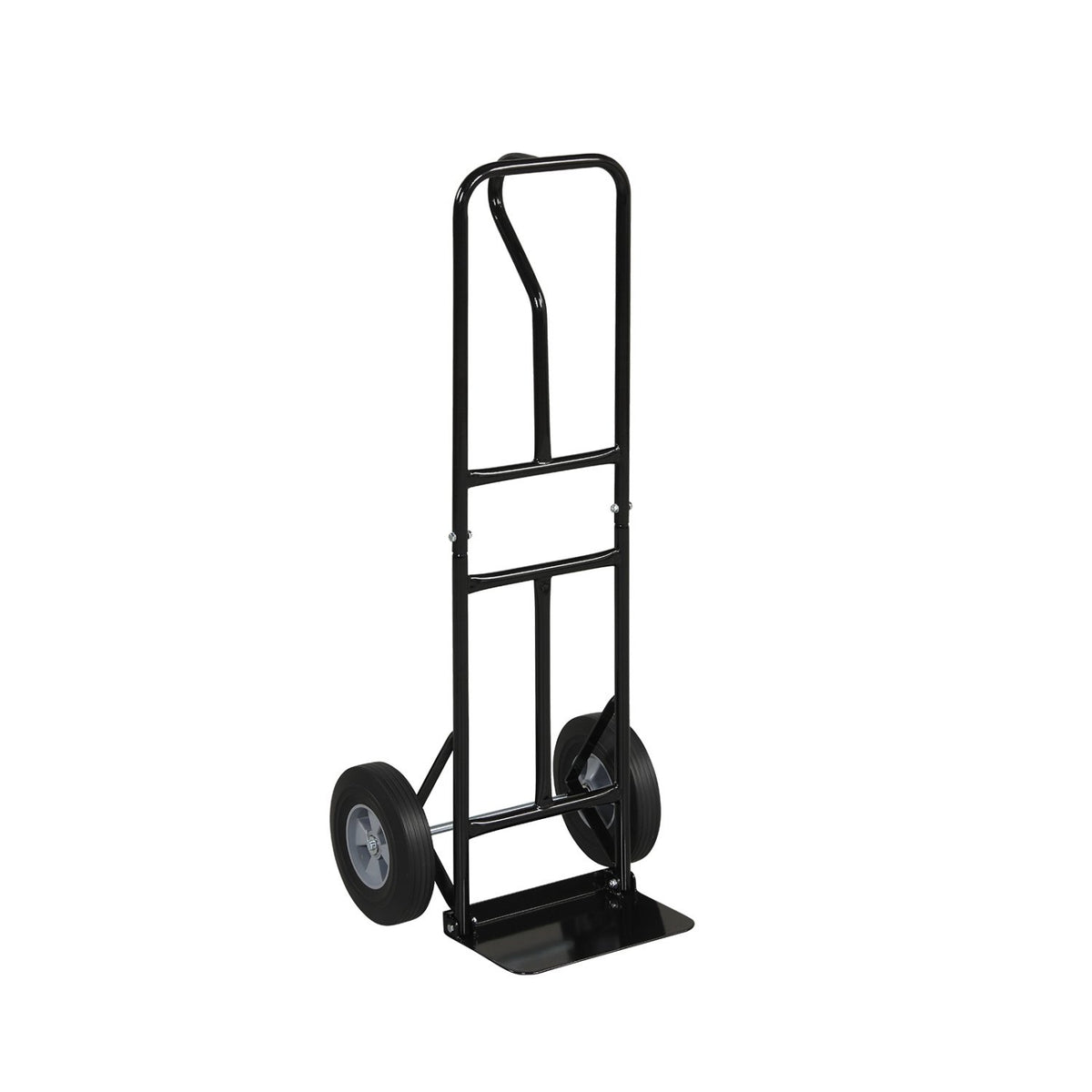 Metal Hand Truck Heavy-Duty 600 LBS Moving Dolly Cart with P-Handle and 10inch Rubber Wheels-Black