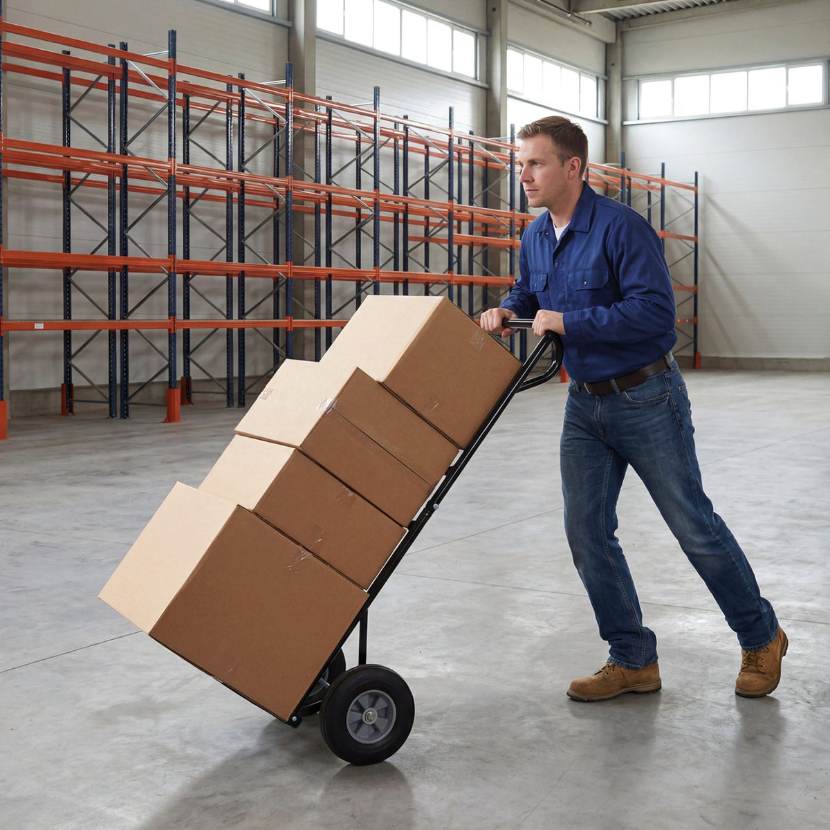 Metal Hand Truck Heavy-Duty 600 LBS Moving Dolly Cart with P-Handle and 10inch Rubber Wheels-Black view 2