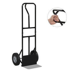 Metal Hand Truck Heavy-Duty 600 LBS Moving Dolly Cart with P-Handle and 10inch Rubber Wheels-Black view 3