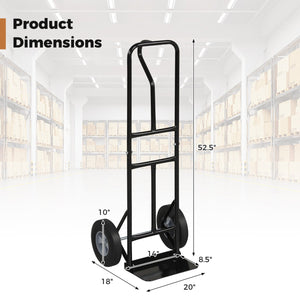 Metal Hand Truck Heavy-Duty 600 LBS Moving Dolly Cart with P-Handle and 10inch Rubber Wheels-Black view 4