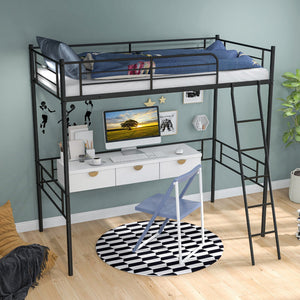 Metal Loft Twin Bed Frame Single High Loft Bed-Black view 2