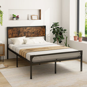 Platform Full/Queen Bed with Rustic Headboard and Footboard-Full Size view 2