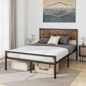 Platform Full/Queen Bed with Rustic Headboard and Footboard-Full Size view 3