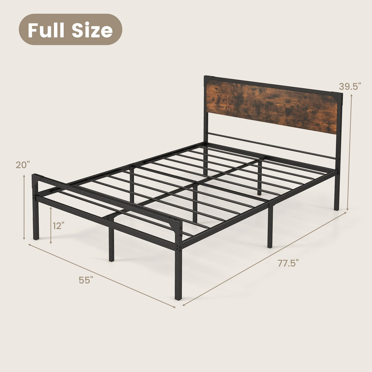 Platform Full/Queen Bed with Rustic Headboard and Footboard-Full Size view 4