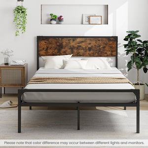 Platform Full/Queen Bed with Rustic Headboard and Footboard-Full Size view 5