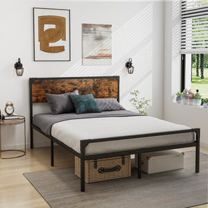 Platform Full/Queen Bed with Rustic Headboard and Footboard-Full Size view 6
