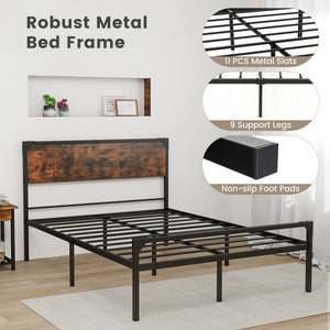 Platform Full/Queen Bed with Rustic Headboard and Footboard-Full Size view 7