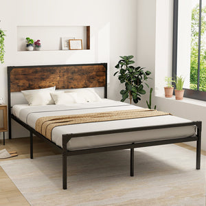 Platform Full/Queen Bed with Rustic Headboard and Footboard-Queen Size view 2