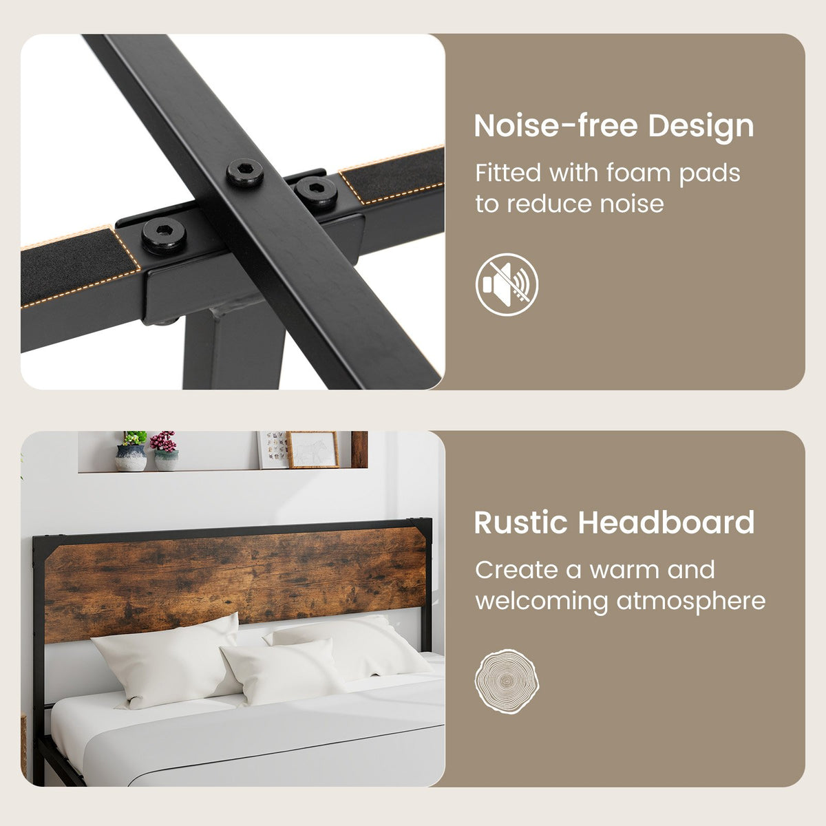 Platform Full/Queen Bed with Rustic Headboard and Footboard-Queen Size view 8