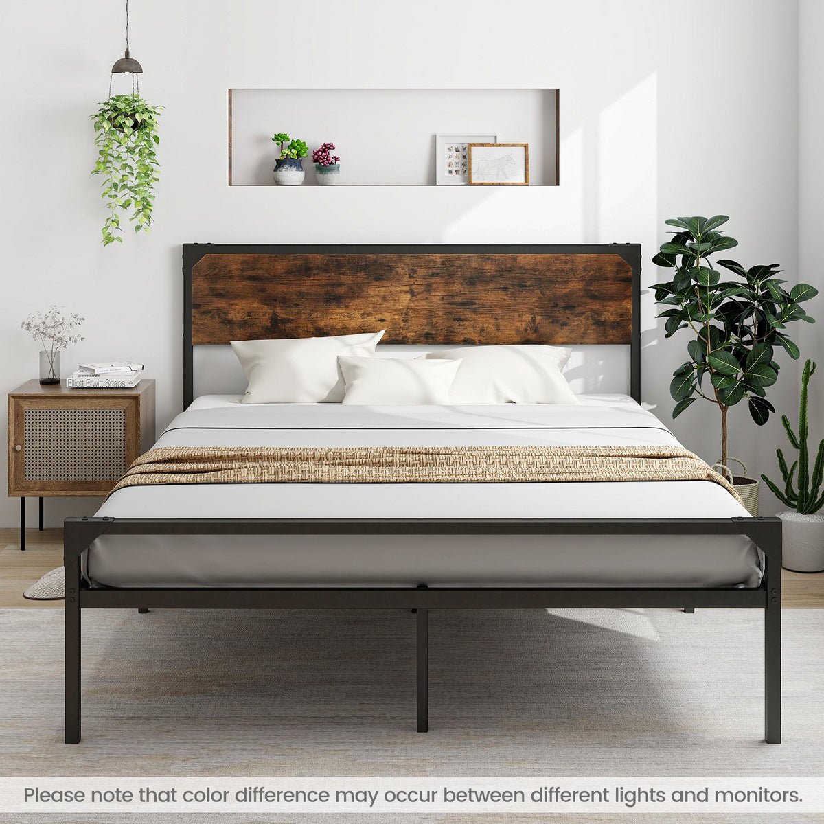 Platform Full/Queen Bed with Rustic Headboard and Footboard-Queen Size view 9