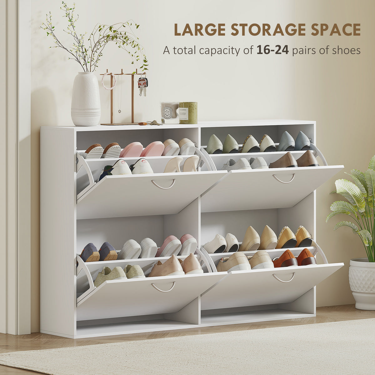Flip Down Shoe Storage, Multi Cabinet, Wooden Shoe Rack, Entryway Shelf, 4 Drawer Organizer – view 10