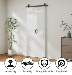 35" x 83" Sliding Door with 3.6FT Bi-Folding Door, Hardware Kit Included & Handle, DIY Paintable MDF Surface