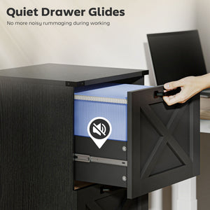 2 Drawer File Cabinet with Silent Slides, Vertical Farmhouse Filing Cabinet Fits Letter/A4 Size Home – view 6
