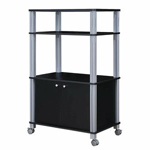 Microwave Rack Stand Rolling Storage Cart-Black view 6