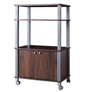 Microwave Rack Stand Rolling Storage Cart-Walnut view 3