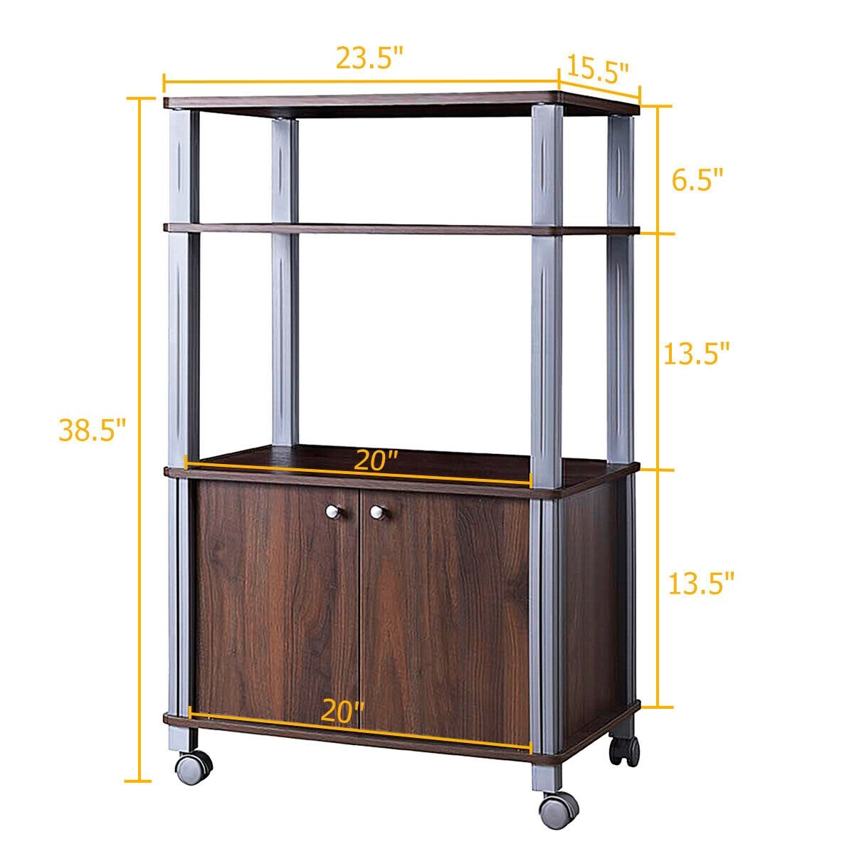 Microwave Rack Stand Rolling Storage Cart-Walnut view 4