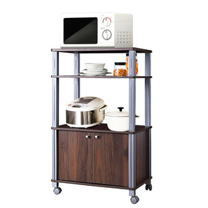 Microwave Rack Stand Rolling Storage Cart-Walnut view 5