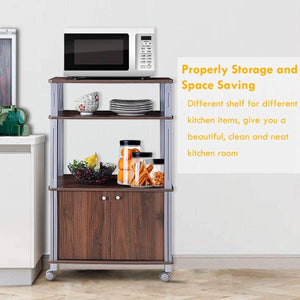 Microwave Rack Stand Rolling Storage Cart-Walnut view 9