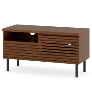 Mid Century Fluted TV Stand for 40 Inch TV Modern Entertainment Center with Open Compartment-Walnut view 4