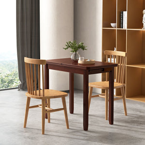 Mid Century Folding Dining Table for 4 People Extendable Kitchen Table with Hidden Storage-Brown view 2