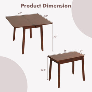 Mid Century Folding Dining Table for 4 People Extendable Kitchen Table with Hidden Storage-Brown view 5