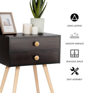 Mid Century Modern 2 Drawers Nightstand in Natural-Brown view 9