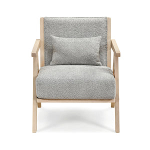 Mid-Century Modern Accent Chair Artificial Leather Sofa Chair with Rubber Wood Frame-Gray view 4