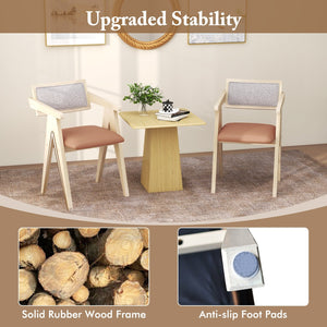 Mid Century Wooden Accent Chairs with Leathaire Seat Cushions Set of 2-Beige view 8