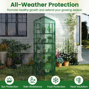 Mini Greenhouse Portable Plant Grow House with 5 Tier Shelves-Green view 7
