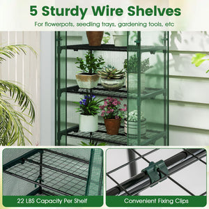 Mini Greenhouse Portable Plant Grow House with 5 Tier Shelves-Green view 9