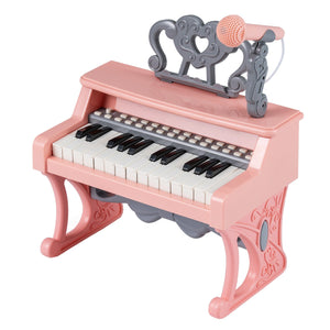 Mini Keyboard Piano 25 Keys Electric Piano with Music Stand and Microphone for Toddlers 3+ Years Old-Pink view 4