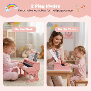 Mini Keyboard Piano 25 Keys Electric Piano with Music Stand and Microphone for Toddlers 3+ Years Old-Pink view 8